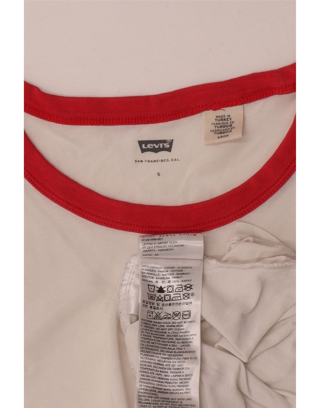 Γυναικείο T-Shirt Levi's Top UK 10 Small White Cotton