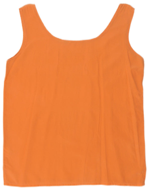 Vintage γυναικεία αμάνικη μπλούζα τοπ UK 14 Medium Orange Silk