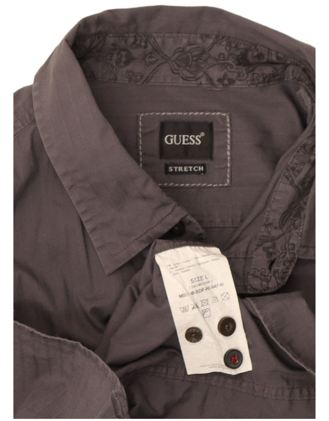 Ανδρικό πουκάμισο Guess μεγάλο γκρι βαμβακερό