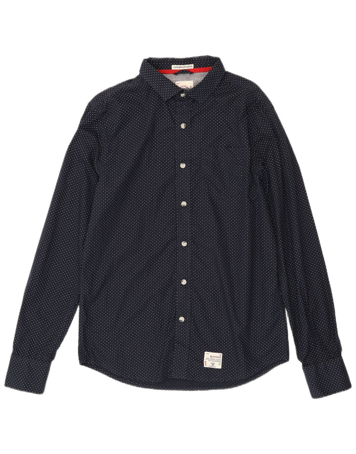 Ανδρικό πουκάμισο Superdry XL Navy Blue πουά βαμβακερό