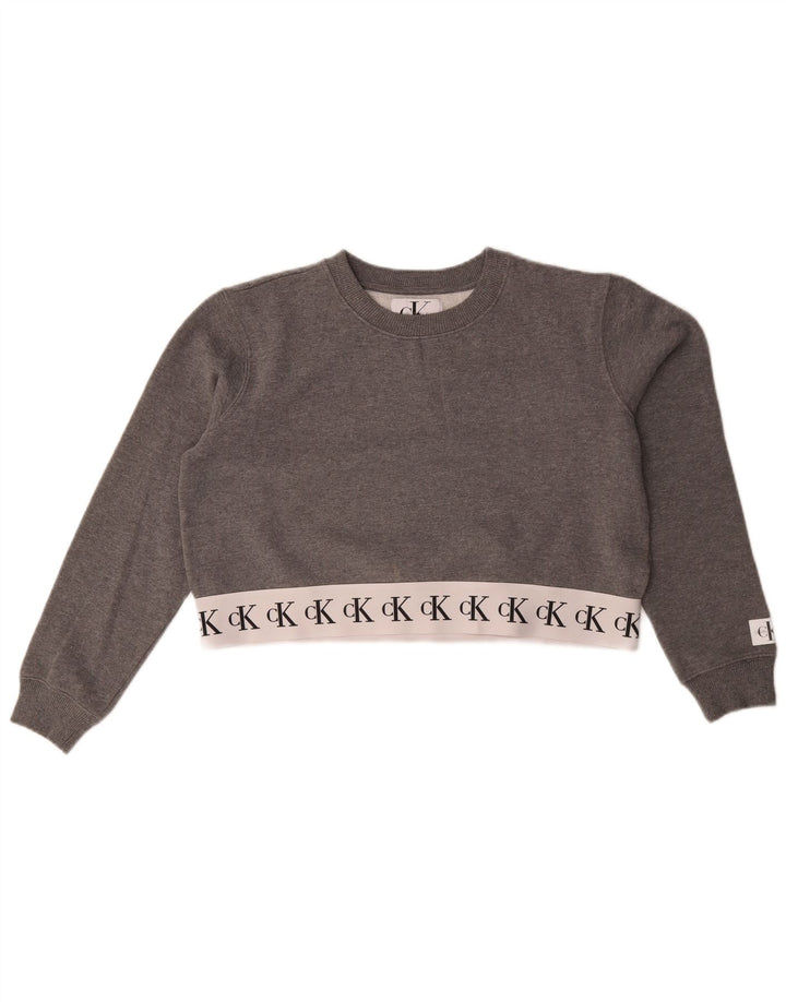 Γυναικεία φούτερ Calvin Klein Jeans Crop Jumper UK 14 Medium Grey