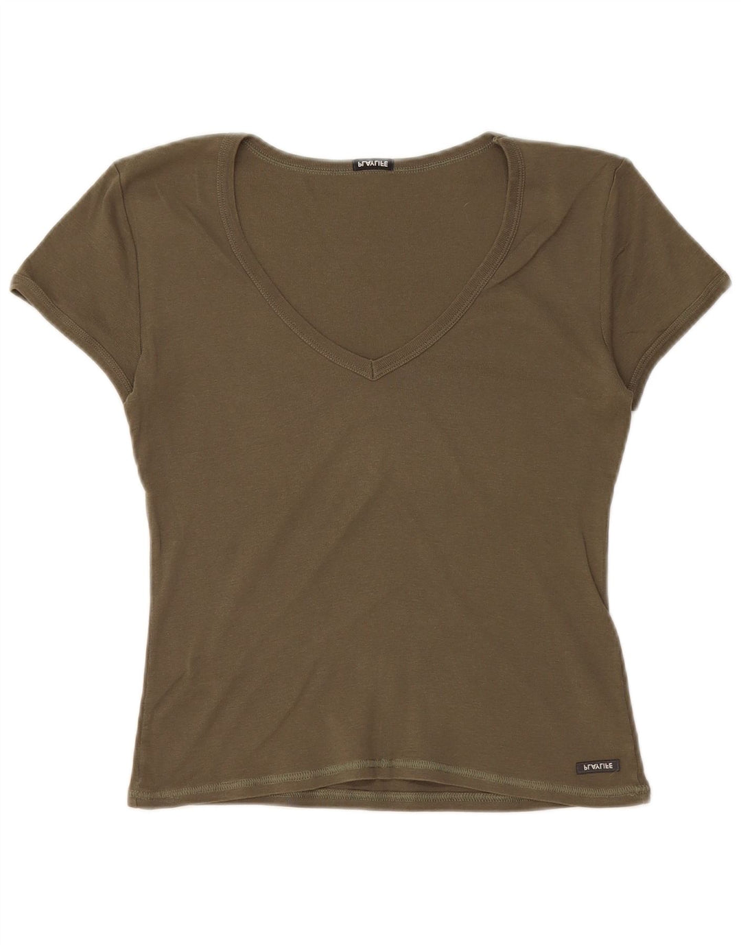 Playlife Γυναικείο T-Shirt Top UK 12 Medium Khaki Cotton