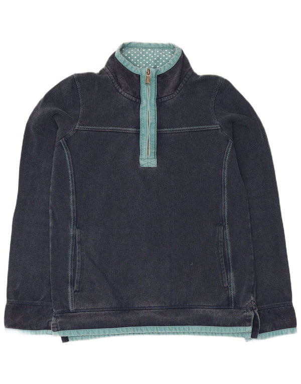 Γυναικείο φούτερ με λαιμόκοψη με λαιμόκοψη με λαιμό πρόσωπο με φερμουάρ UK 8 Small Navy Blue Cotton