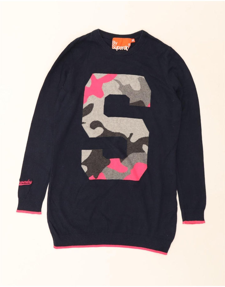Superdry γυναικείο πουλόβερ Longline Crew Jumper UK 12 Medium Navy Blue