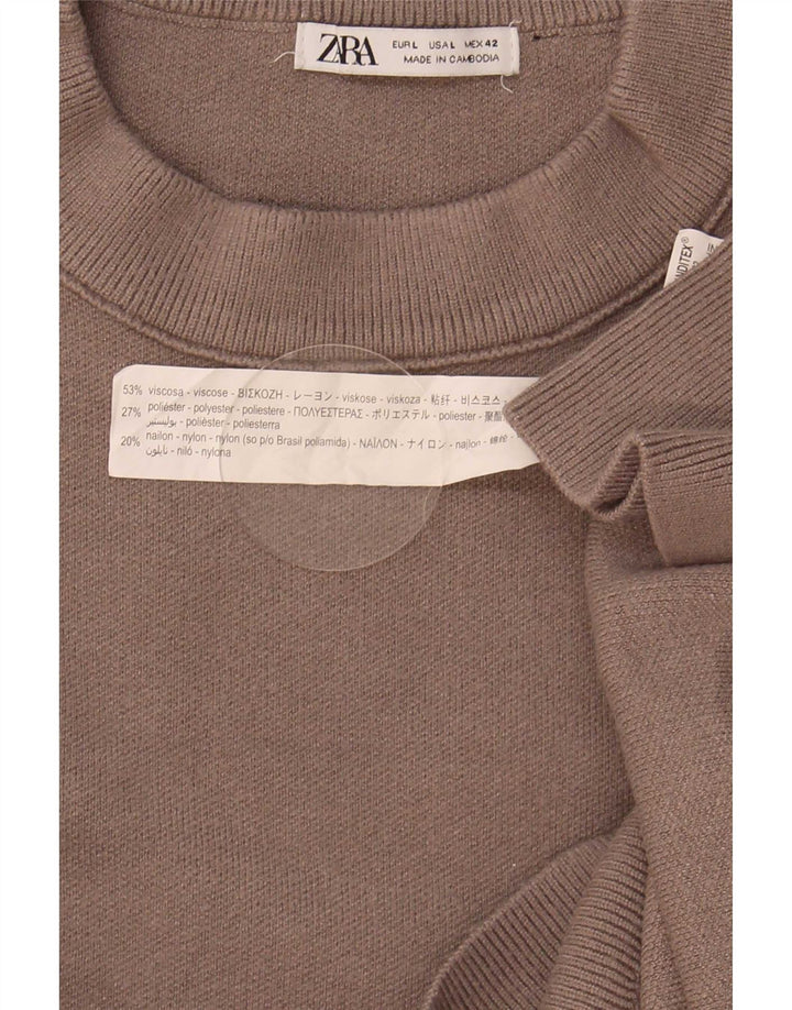 Ανδρικό πουλόβερ Zara Crew Neck Jumper Μεγάλη καφέ βισκόζη
