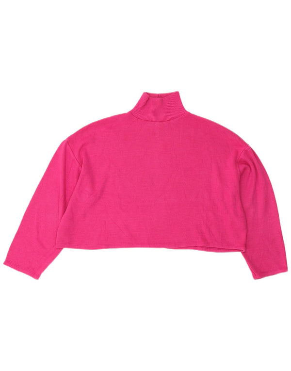 Zara Womens Crop Oversized Top Long Long UK 12 Medium Pink Polyester