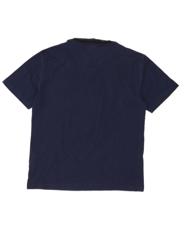 Emporio Armani Γυναικείο γραφικό T-shirt Top UK 16 Large Navy Blue από βαμβάκι