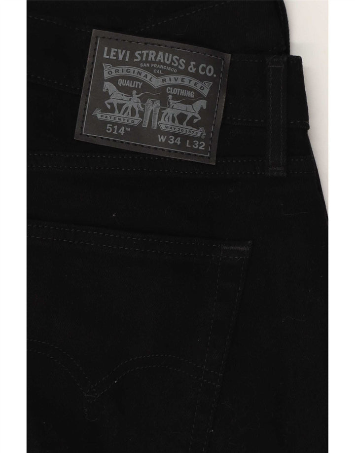 Levi's Mens 514 Straight Jeans W34 L32 Μαύρο βαμβακερό