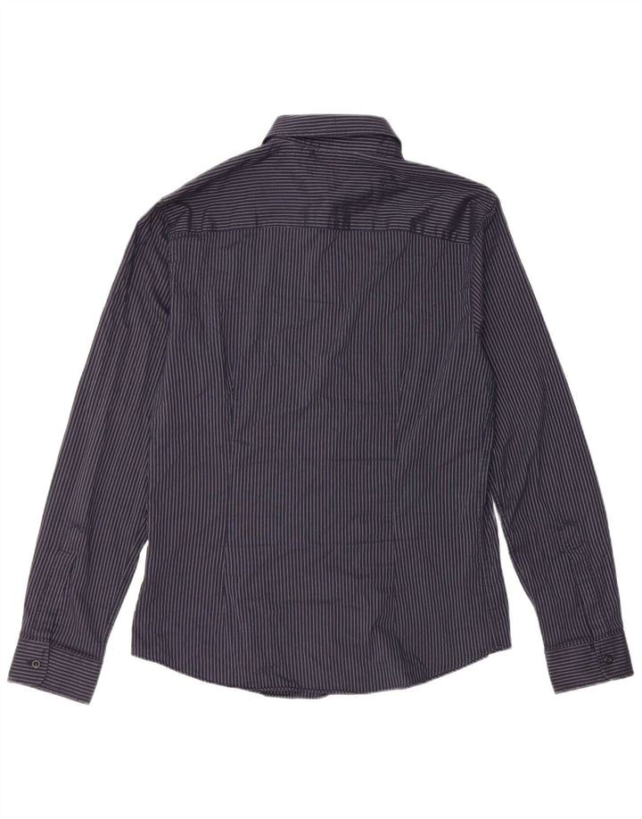 Armani Ανδρικό καρό πουκάμισο κανονικής εφαρμογής Μεγάλο μπλε ναυτικό ριγέ πολυεστέρα