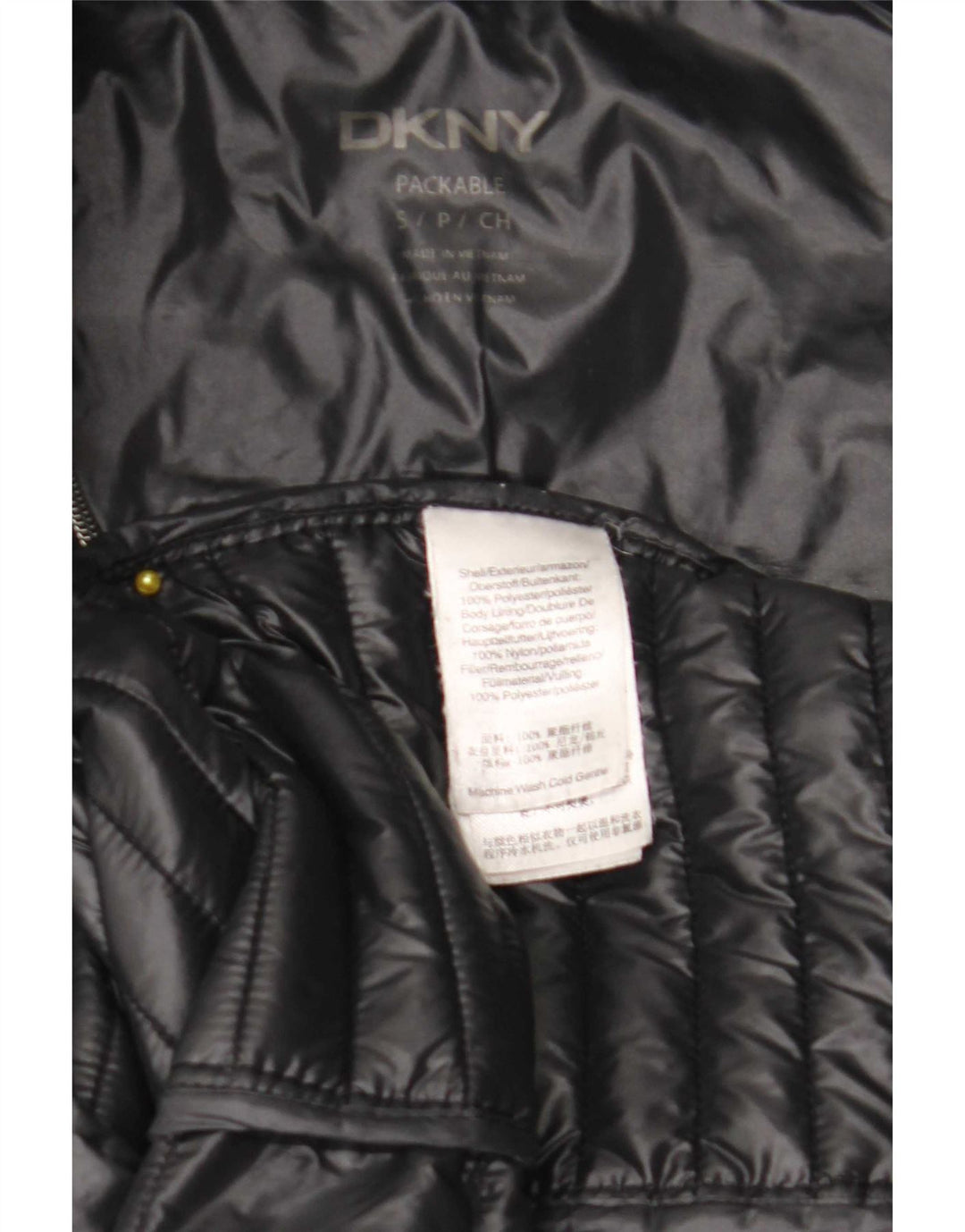 Dkny Γυναικείο παλτό με κουκούλα UK 10 Small Black Polyester