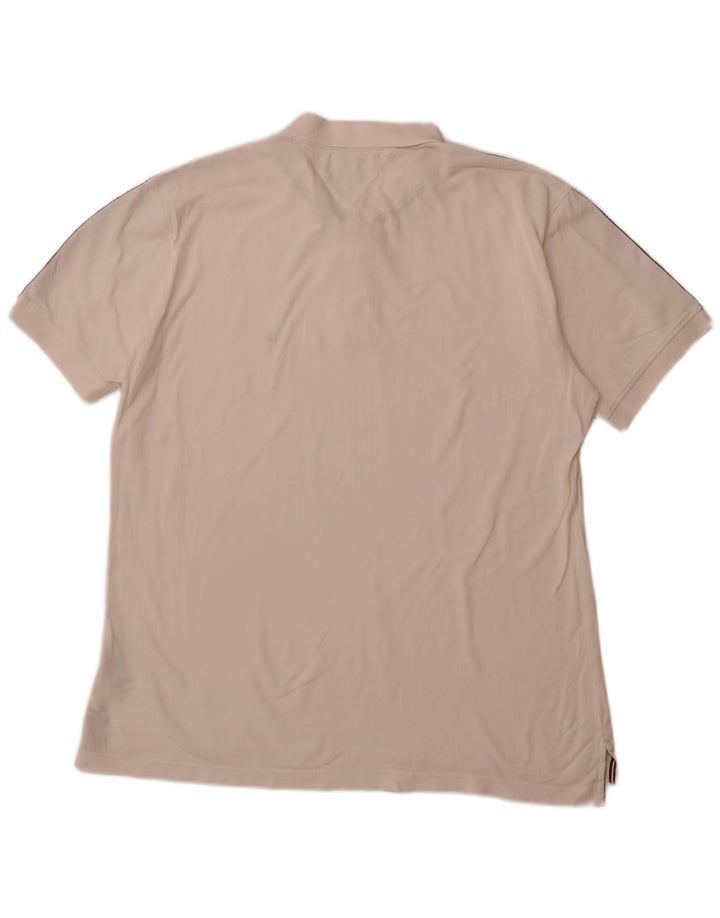 TOMMY HILFIGER Ανδρικό μπλουζάκι πόλο με κανονική εφαρμογή 2XL λευκό βαμβακερό μπλοκ