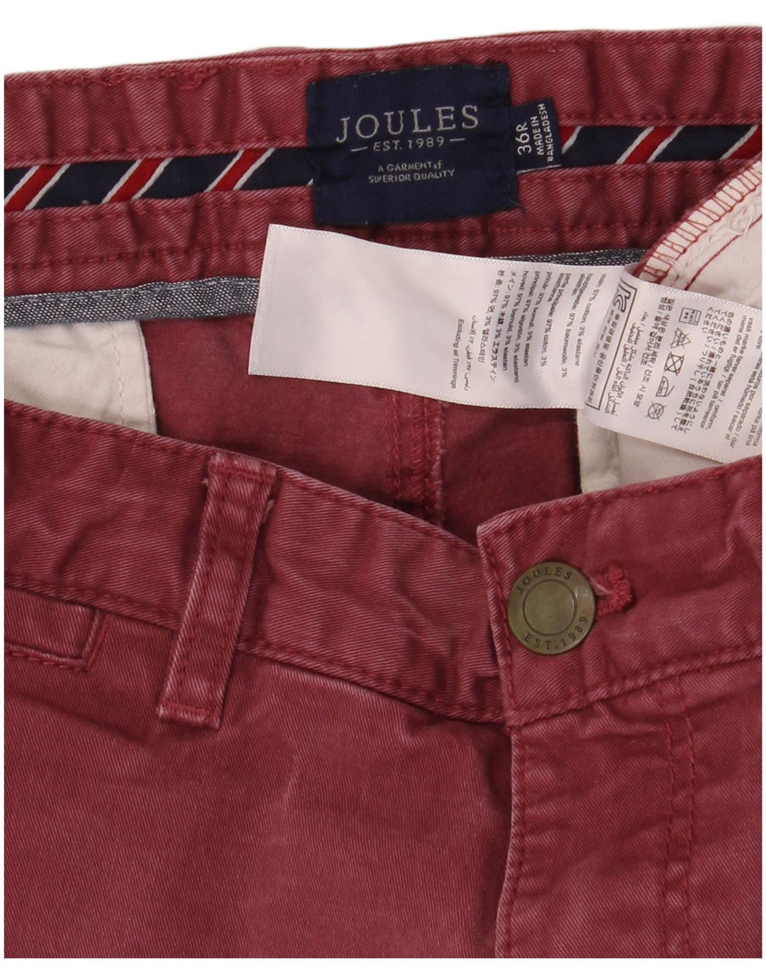 JOULES Ανδρικό Slim παντελόνι Chino W36 L32 Βαμβακερό μπορντό