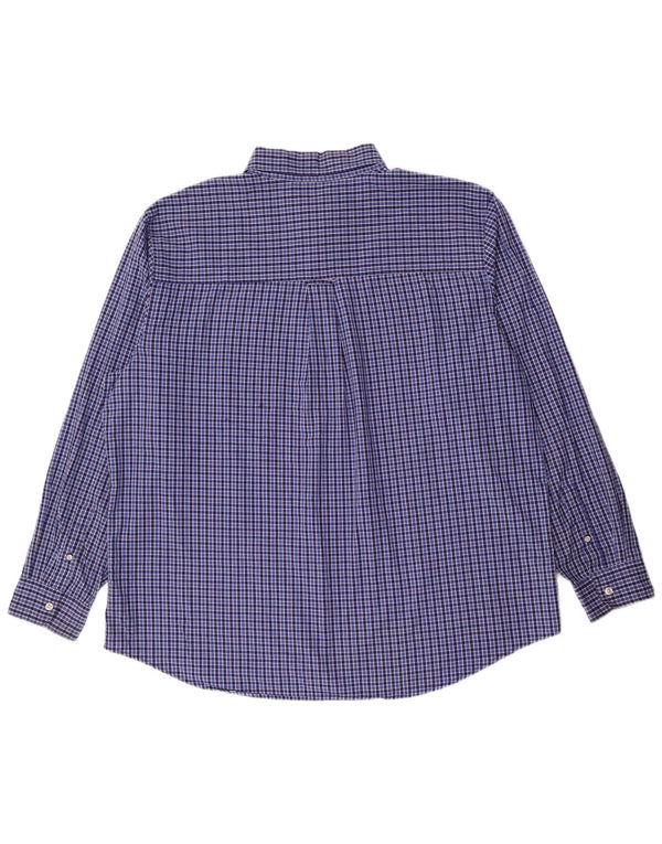 Chaps Ανδρικό πουκάμισο Easy Care 2XL Blue Gingham Cotton