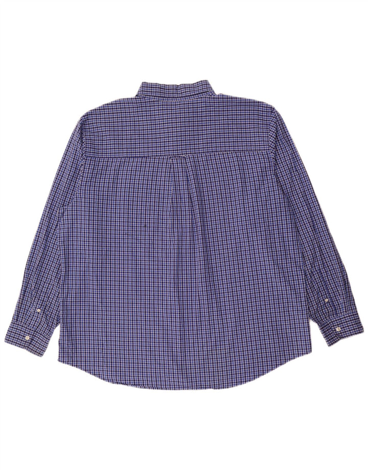Chaps Ανδρικό πουκάμισο Easy Care 2XL Blue Gingham Cotton