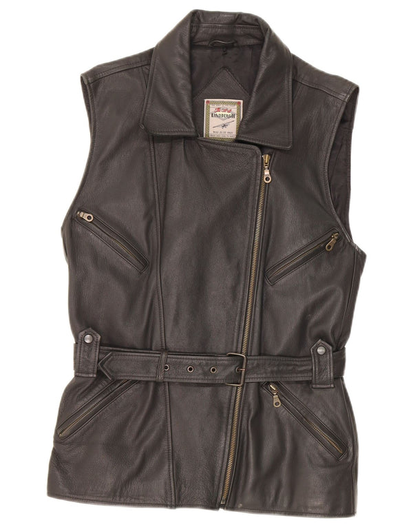 Vintage Γυναικείο Δερμάτινο Gilet EU 38 Medium Black