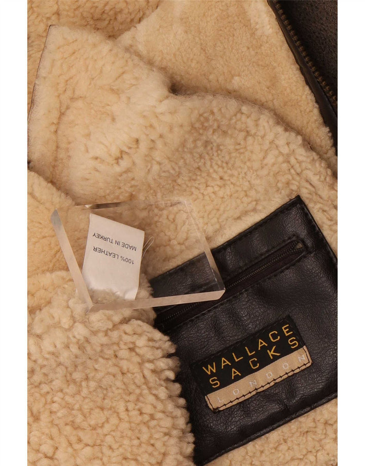 Wallace Sacks Ανδρικό Shearling Jacket UK 40 Large Grey Leather