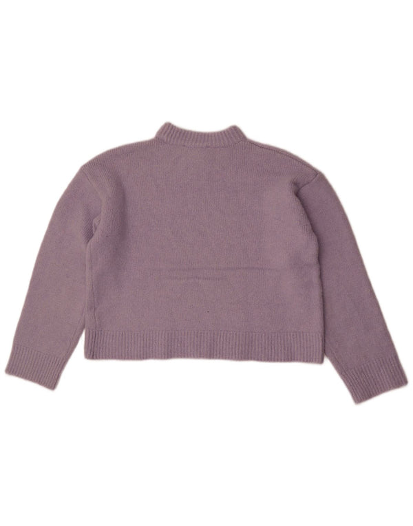 Zara Γυναικείο πουλόβερ με λαιμόκοψη Crop Crop UK 14 Medium Purple Polyester