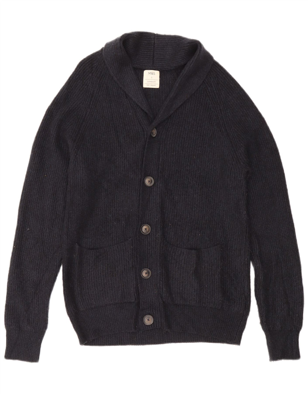 Marks & Spencer Ανδρική ζακέτα πουλόβερ Small Navy Blue Polyamide