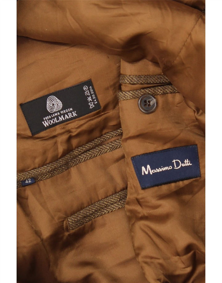 Massimo Dutti Ανδρικό σακάκι με 3 κουμπιά σακάκι 42 Μεγάλο μπεζ ψαροκόκκαλο