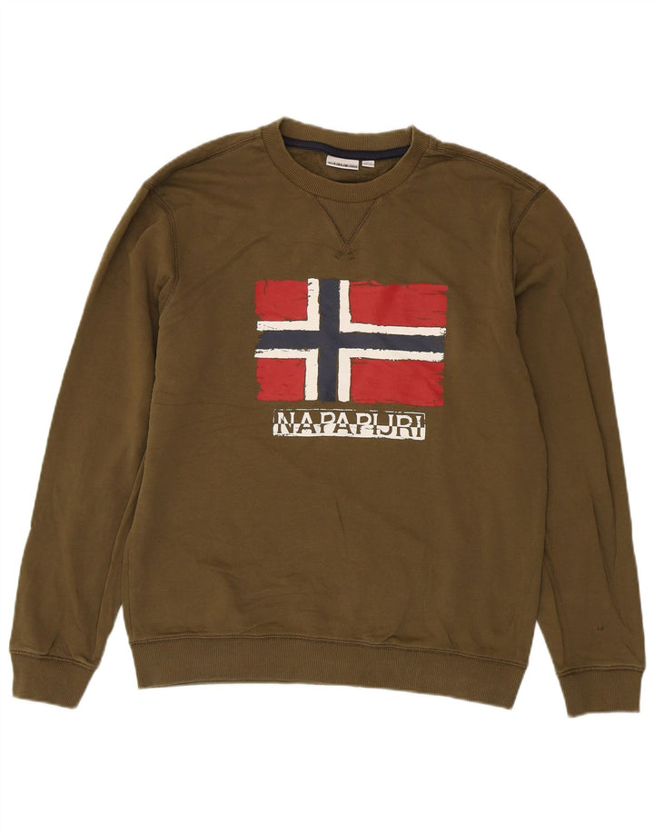 Napapijri Ανδρική γραφική φούτερ Jumper Large Khaki