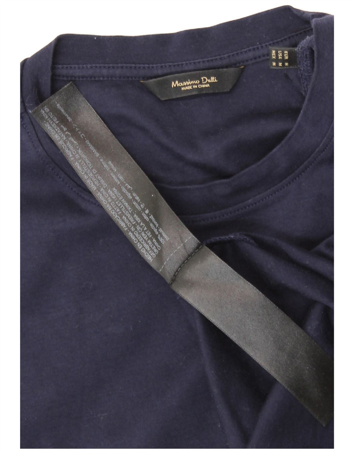 Ανδρικό T-Shirt Massimo Dutti Τοπ μεσαίου μπλε βαμβακερό