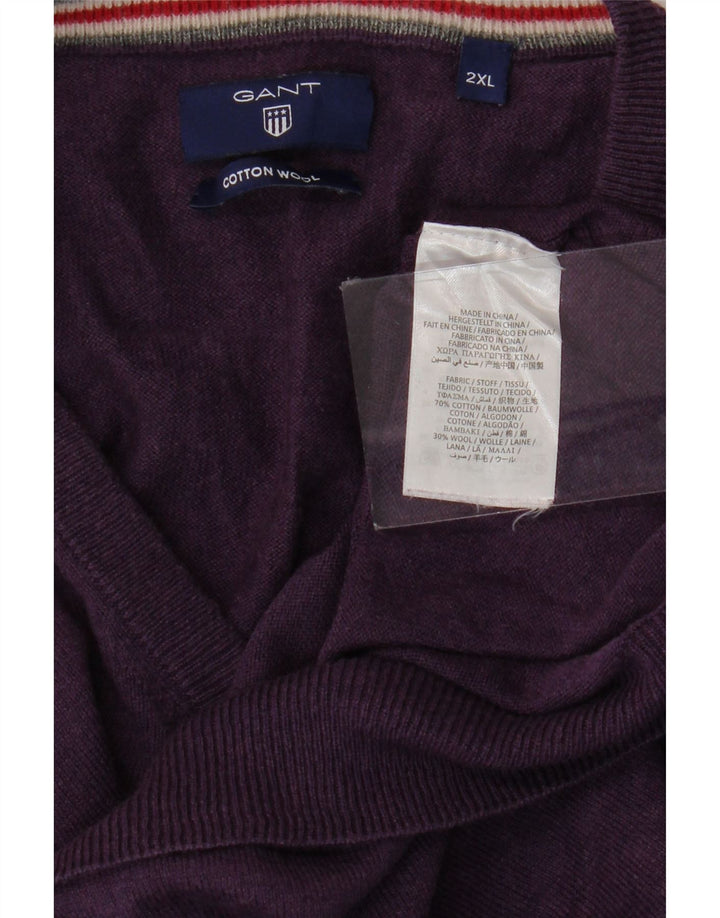 Ανδρικό πουλόβερ Gant V-Neck Jumper 2XL Μωβ βαμβακερό