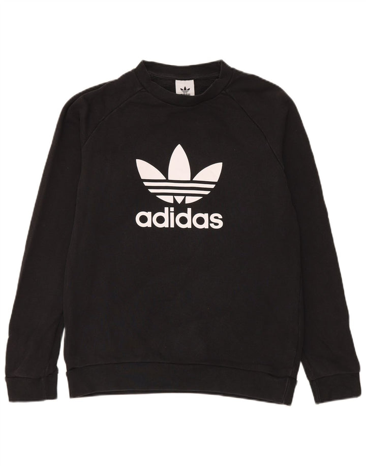 Ανδρικό γραφικό φούτερ Adidas, μεσαίο μαύρο βαμβακερό