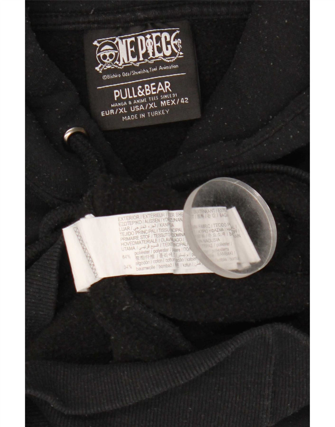 Pull & Bear Ανδρικό γραφικό κουκούλα Jumper XL Μαύρος πολυεστέρας