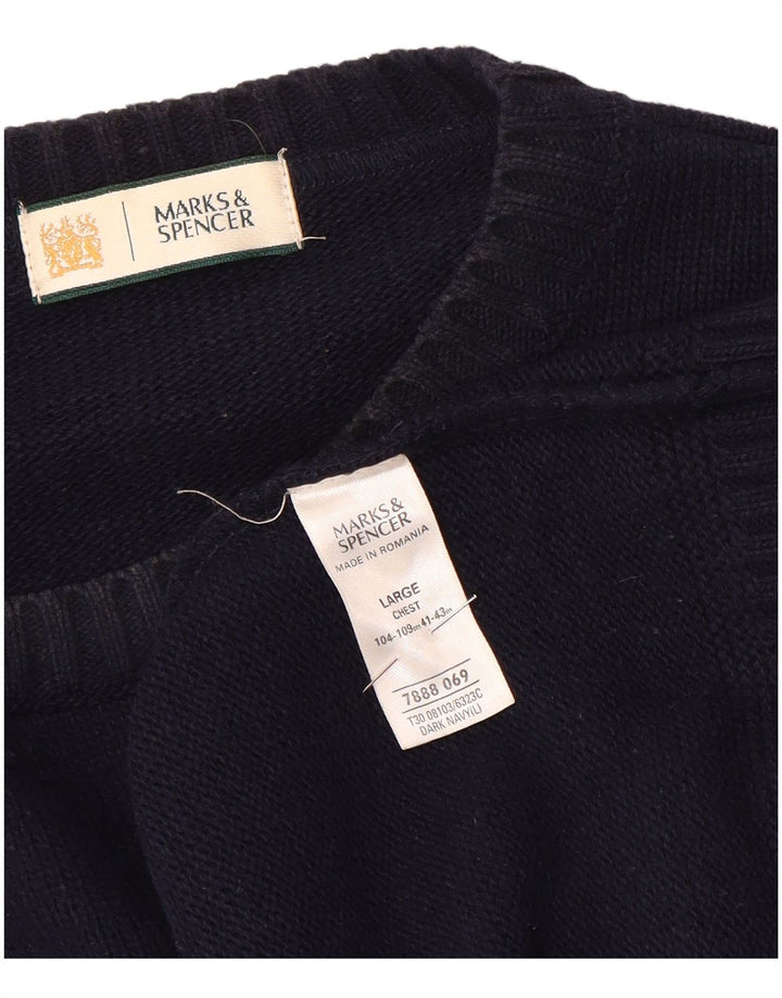 Ανδρικό πουλόβερ Marks & Spencer Boat Neck Jumper Large Navy Blue Acrylic