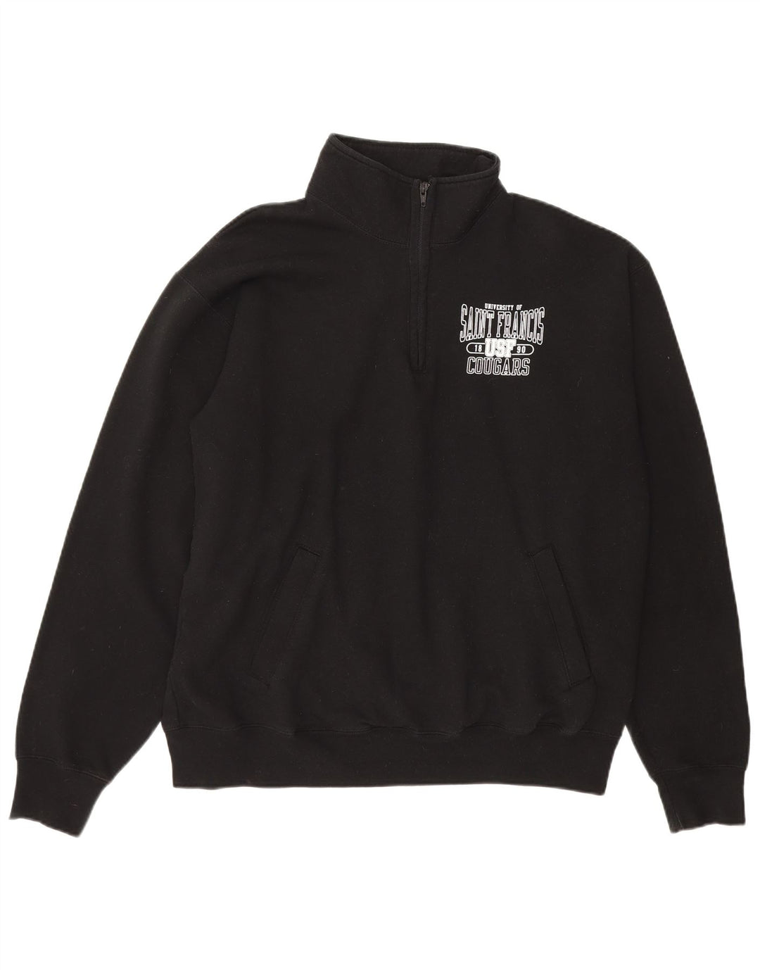 CHAMPION Mens Cougars Graphic Zip Neck Sweatshirt Jumper XL Black