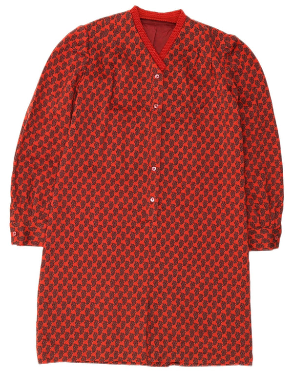 Vintage γυναικείο βασικό φόρεμα UK 10 Small Red Geometric