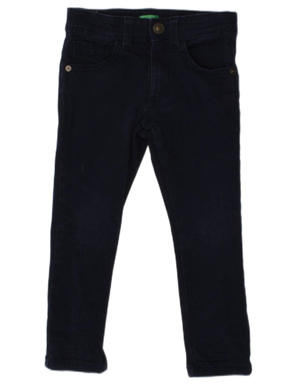 BENETTON Boys Slim Jeans 3-4 Years 2XS W20 L15 Navy Blue Cotton