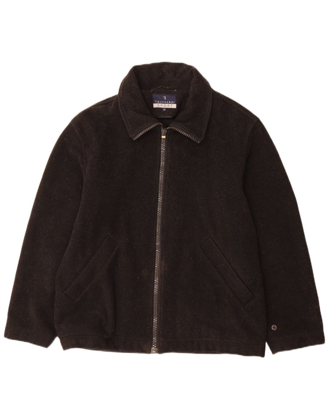 Ανδρικό παλτό αντιανεμικό Trussardi Loose Fit IT 46 Small Black Wool