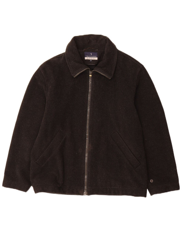 Ανδρικό παλτό αντιανεμικό Trussardi Loose Fit IT 46 Small Black Wool