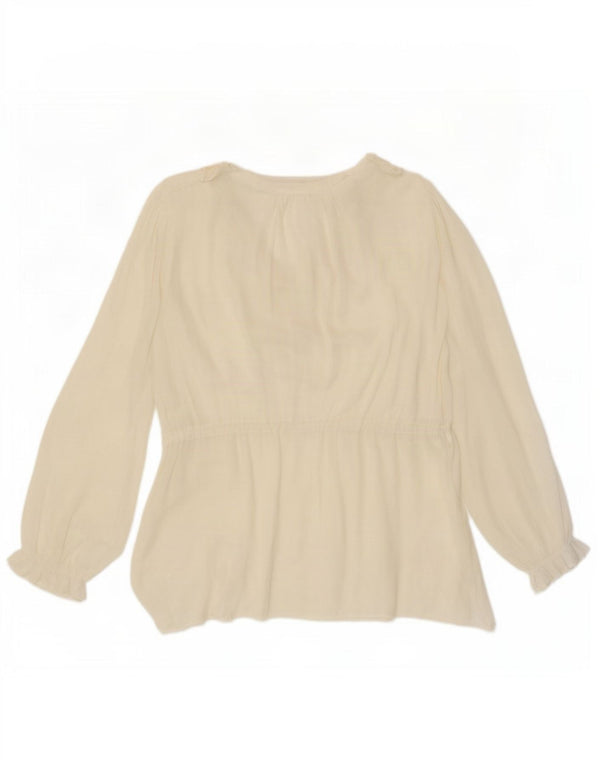 Zara Γυναικεία μακρυμάνικη μπλούζα τοπ UK 10 Small Off White Polyester