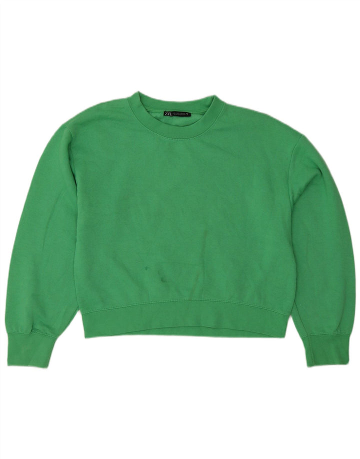 Zara Γυναικεία φούτερ Relaxed Fit Jumper UK 10 Small Green Polyester