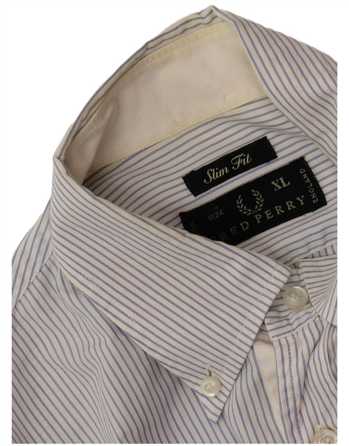 FRED PERRY Ανδρικό πουκάμισο Slim Fit XL Blue Pinstripe