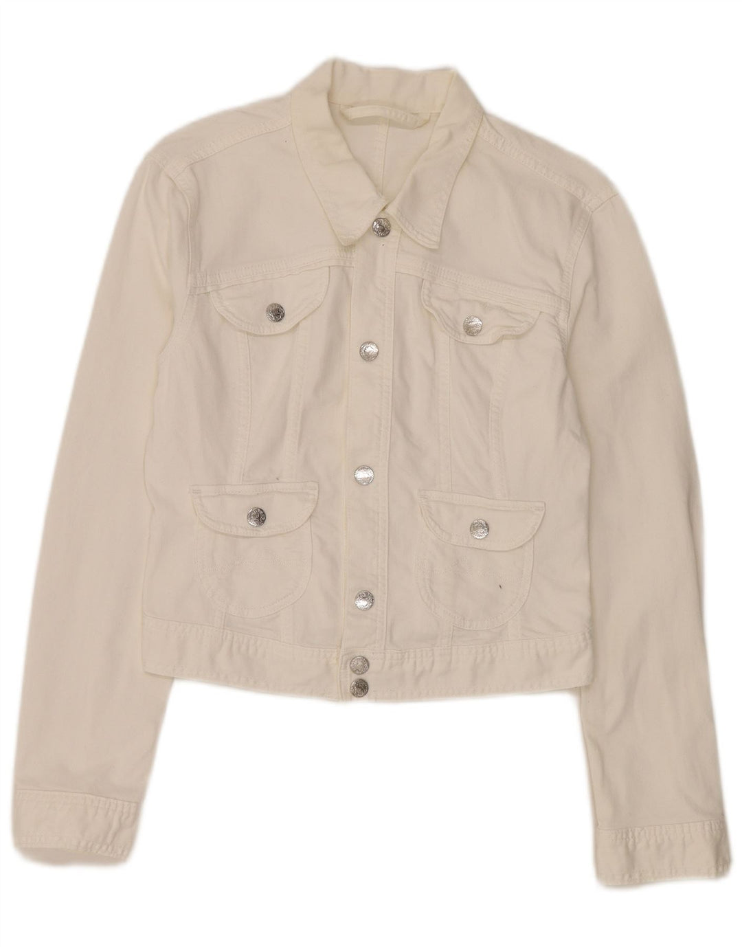 PEPE Jeans Γυναικείο Τζιν Μπουφάν UK 12 Μέτριο Λευκό Βαμβακερό