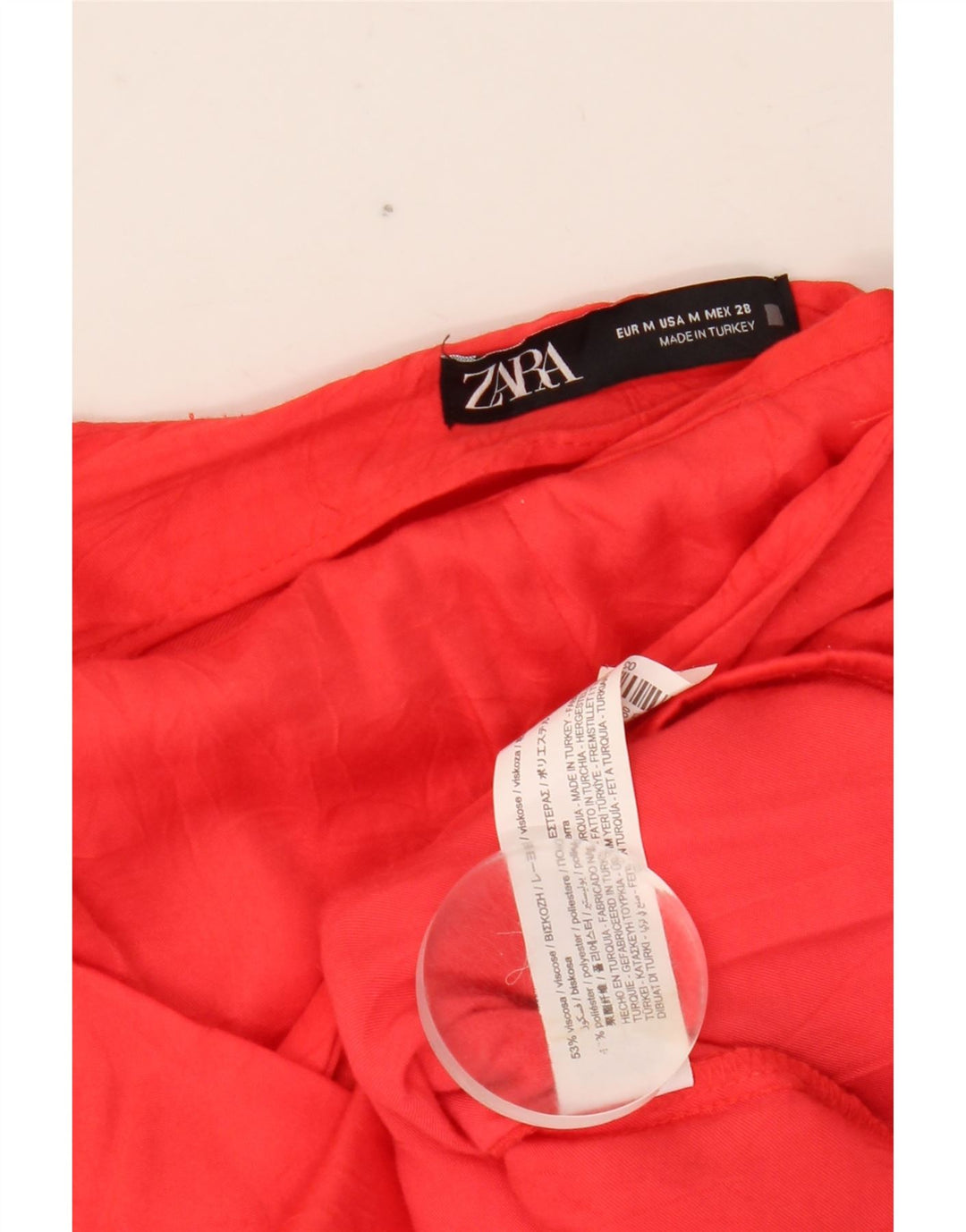 Zara Γυναικεία ασύμμετρη μίνι φούστα Medium W28 Red Viscose