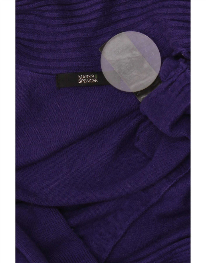 Marks & Spencer Γυναικείο Longline ανοιχτό πουλόβερ ζακέτα UK 8 Small Purple