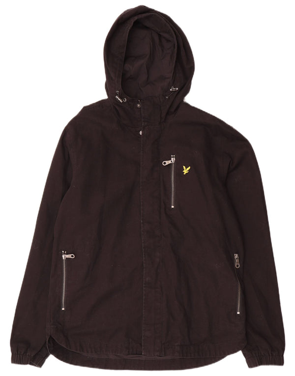 Lyle & Scott Ανδρικό Bomber Jacket με κουκούλα UK 38 Medium Black Cotton