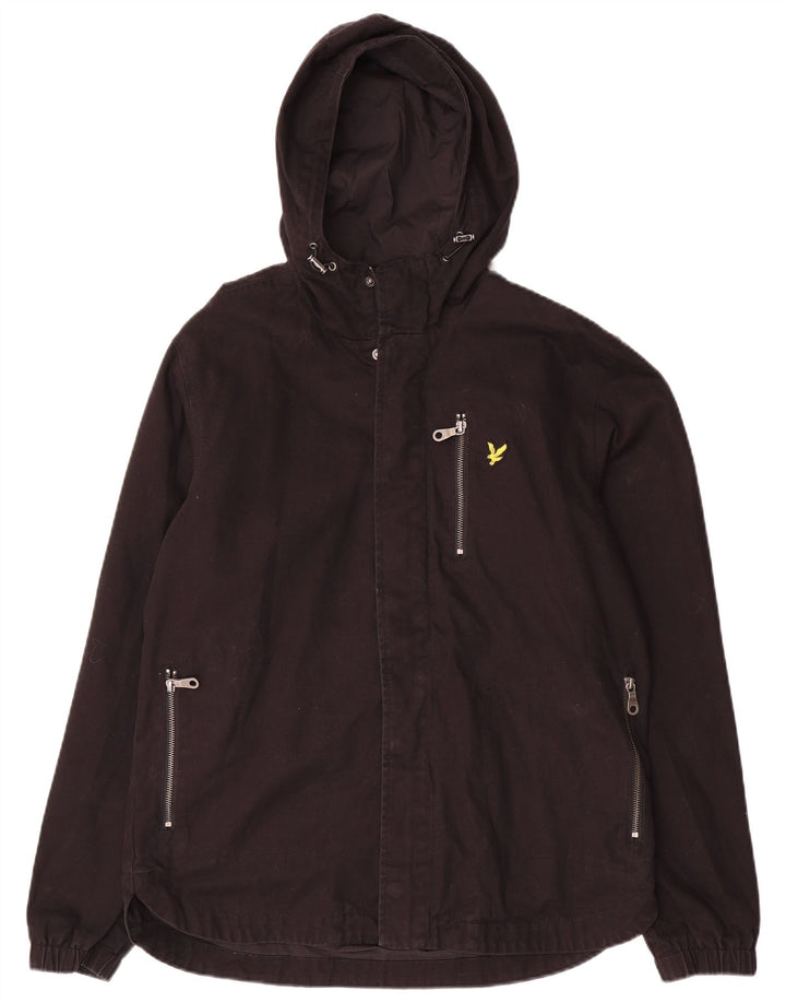 Lyle & Scott Ανδρικό Bomber Jacket με κουκούλα UK 38 Medium Black Cotton