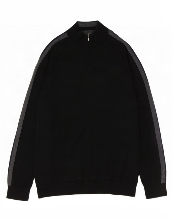Ανδρικό πουλόβερ με φερμουάρ Marks & Spencer XL Black Colourblock