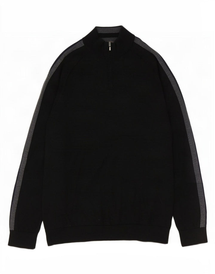Ανδρικό πουλόβερ με φερμουάρ Marks & Spencer XL Black Colourblock