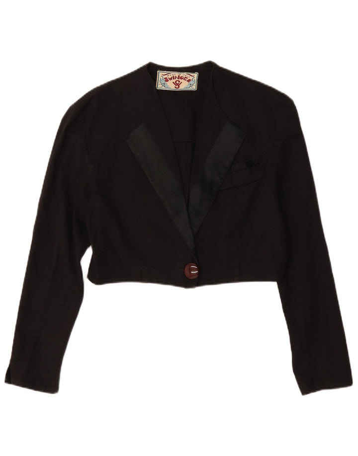 Swinger Γυναικείο Μπουφάν Bolero Crop IT 42 Μεσαίο Μαύρο Βαμβακερό
