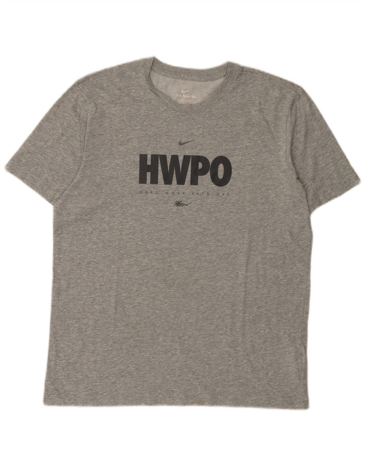 Ανδρικό γραφικό μπλουζάκι Nike Dri Fit, μεσαίο βαμβακερό γκρι