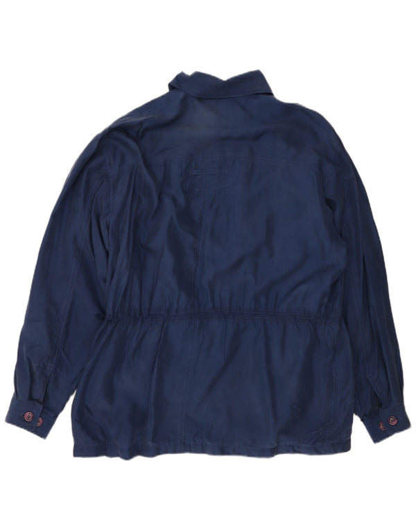 PURA SETA Ανδρικό Utility Jacket UK 36 Small Blue Silk