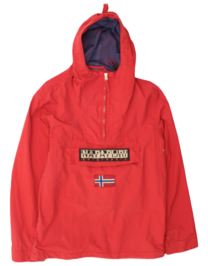 Napapijri Ανδρική κουκούλα γραφικό μπουφάν Anorak UK 38 μεσαίο κόκκινο πολυαμίδιο