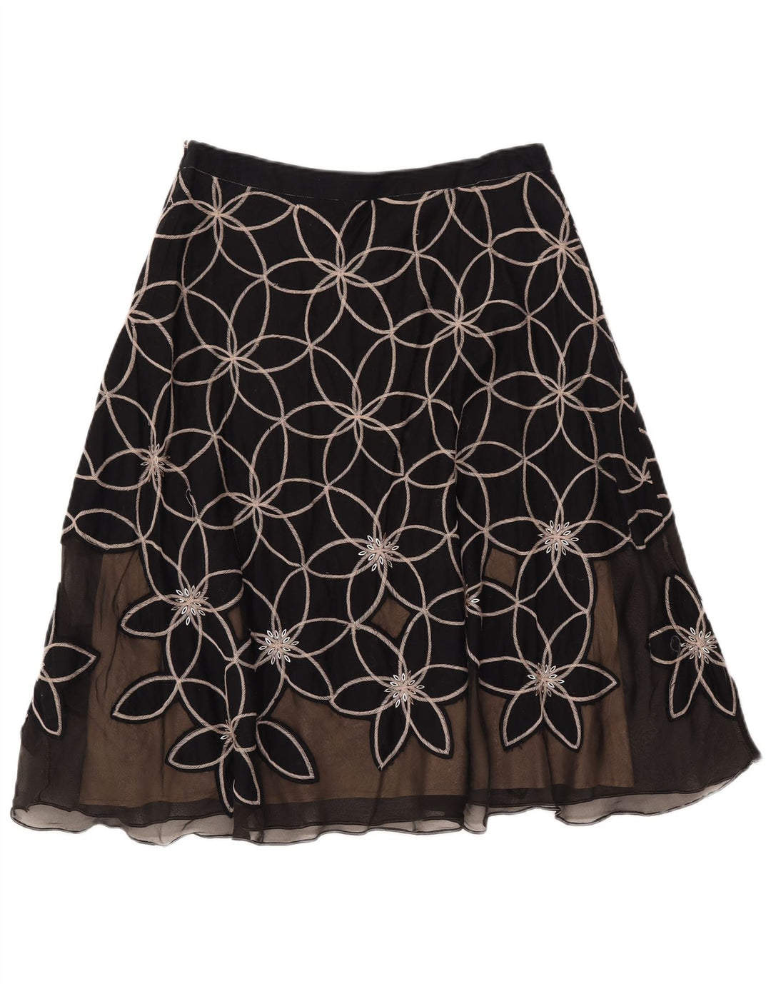 Γυναικεία φούστα MONSOON σε γραμμή Α UK 12 Medium W30 Μαύρη φλοράλ βαμβακερή