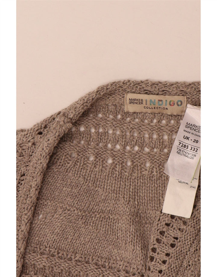 Marks & Spencer Γυναικεία ανοιχτή ζακέτα πουλόβερ UK 20 2XL Beige Polyester